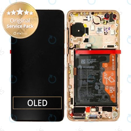 Huawei P40 - LCD Displej + Dotykové Sklo + Rám + Batéria (Blush Gold) - 02353MFV Genuine Service Pack