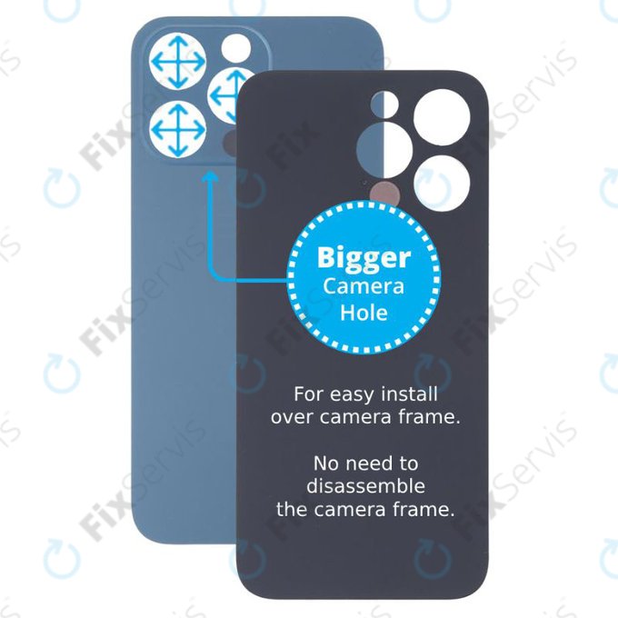 Apple iPhone 13 Pro - Sklo Zadného Housingu so Zväčšeným Otvorom na Kameru (Blue)