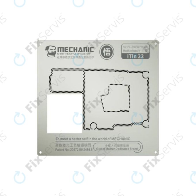 Mechanic iTin 22 - Oceľová Šablóna Základnej Dosky pre iPhone 11 Pro, 11 Pro Max