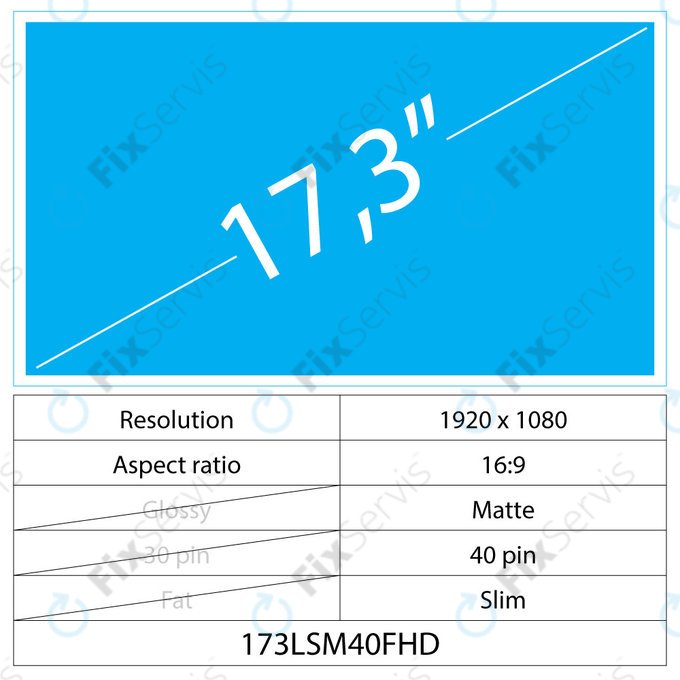 17.3 LCD Slim Matný 40 pin FHD