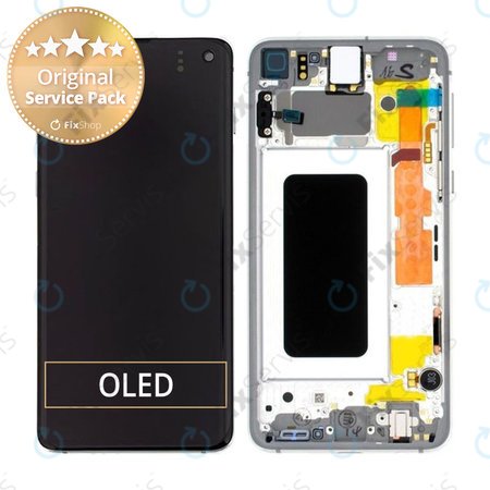 Samsung Galaxy S10e G970F - LCD Displej + Dotykové Sklo + Rám (Prism White) - GH82-18852B, GH82-18836B Genuine Service Pack