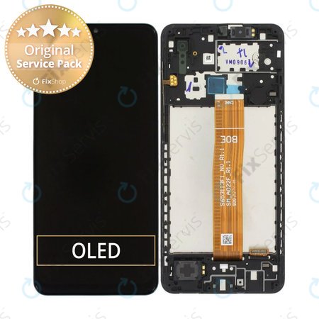 Samsung Galaxy A02 A022F - LCD Displej + Dotykové Sklo + Rám (Black) - GH82-25249A, GH82-25250A Genuine Service Pack