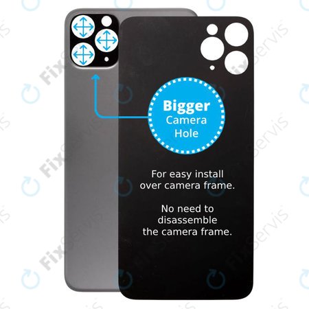 Apple iPhone 11 Pro Max - Sklo Zadného Housingu so Zväčšeným Otvorom na Kameru (Space Gray)