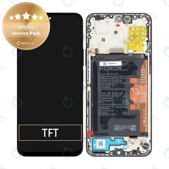 Honor X8a CRT-LX1 CRT-LX2 CRT-LX3 - LCD Displej + Dotykové Sklo + Rám + Batéria (Midnight Black) - 0235AEUH Genuine Service Pack