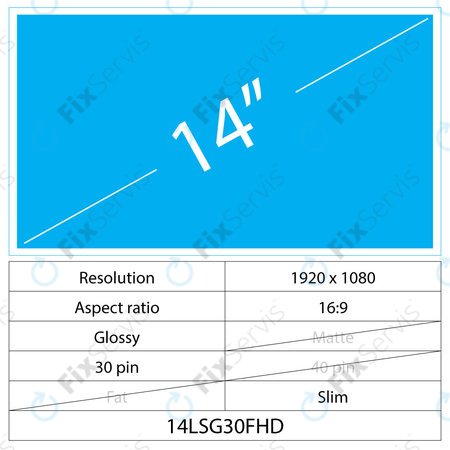 14 LCD Slim Lesklý 30 pin FHD