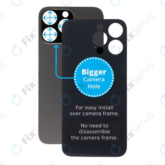 Apple iPhone 14 Pro Max - Sklo Zadného Housingu so Zväčšeným Otvorom na Kameru (Space Black)