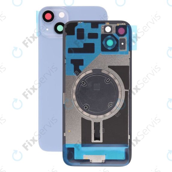 Apple iPhone 14 Plus - Sklo Zadného Housingu + Sklíčko Kamery + Kovový Pliešok + Magsafe Magnet (Blue)