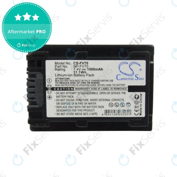 Batéria pre Sony DCR-DVD, HC, SR, HDR-CX, HC, PJ, XR, NEX-VG, 1500mAh, Li-Ion, 7.4V, NP-FV70, HQ