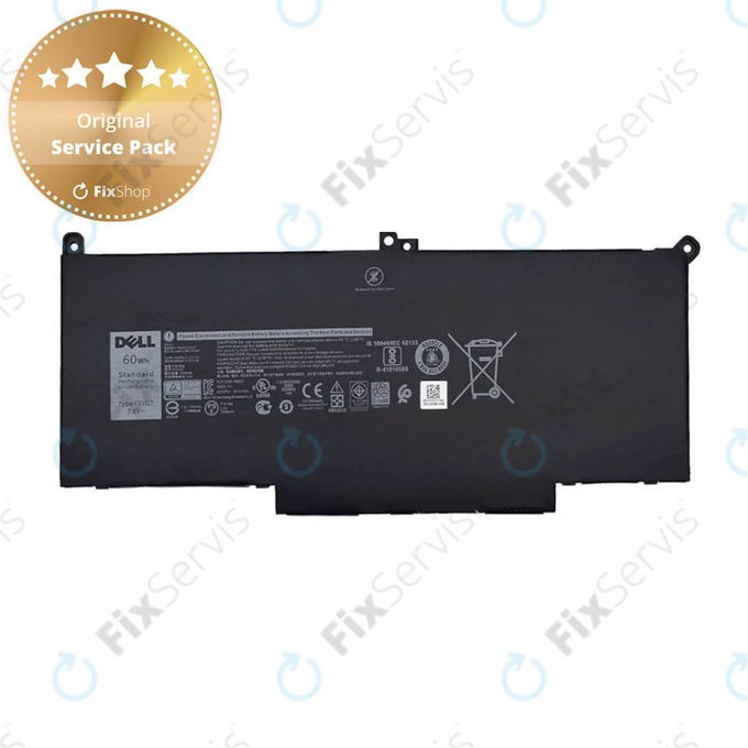 Dell Latitude 7280, 7290, 7380, 7390, 7480, 7490, E7280 - Batéria F3YGT 7600mAh - Genuine Service Pack