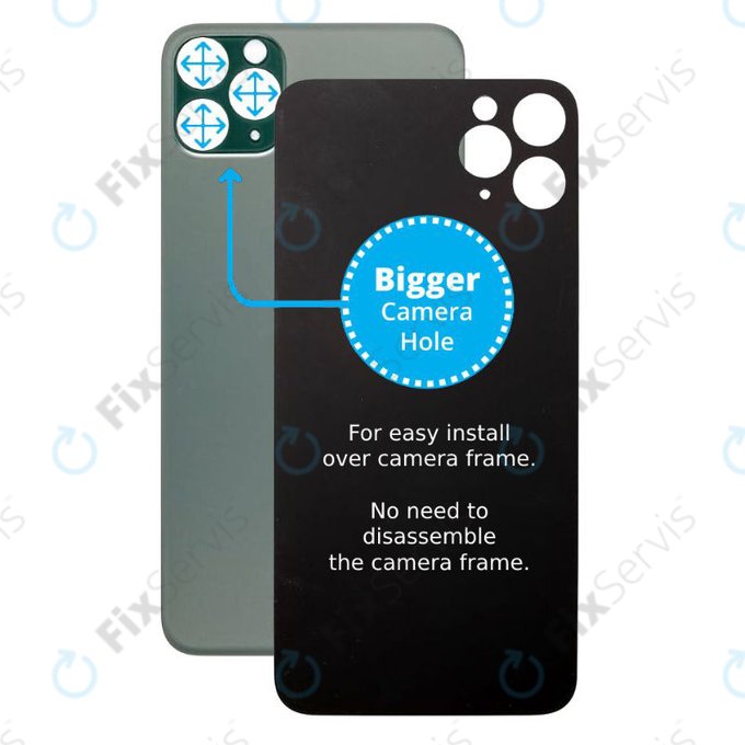 Apple iPhone 11 Pro Max - Sklo Zadného Housingu so Zväčšeným Otvorom na Kameru (Green)