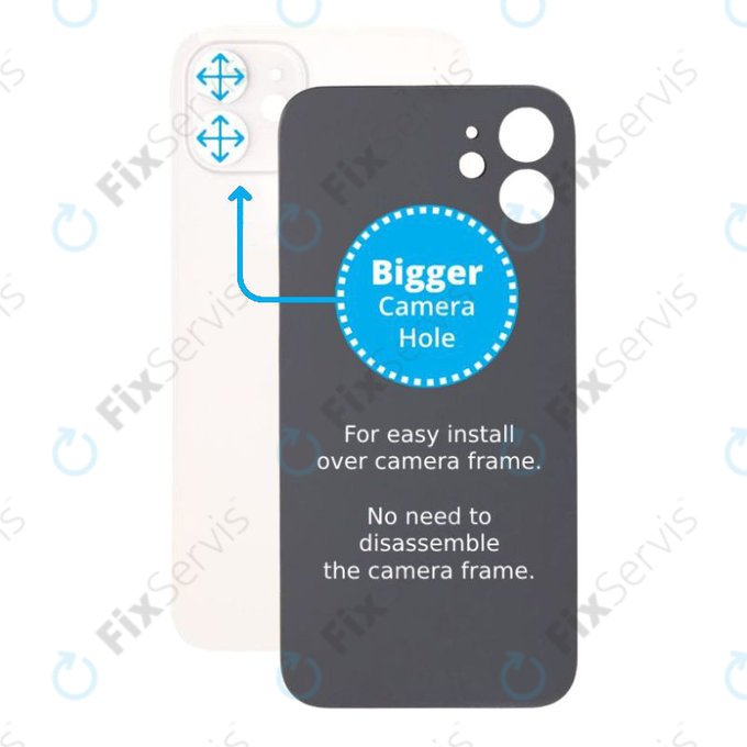 Apple iPhone 12 - Sklo Zadného Housingu so Zväčšeným Otvorom na Kameru (White)