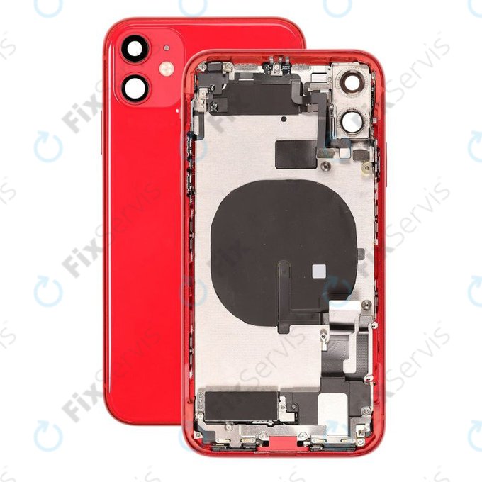 Apple iPhone 11 - Zadný Housing s Malými Dielmi (Red)
