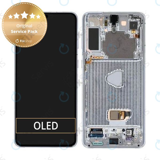 Samsung Galaxy S21 Plus G996B - LCD Displej + Dotykové Sklo + Rám (Phantom Silver) - GH82-24554C, GH82-27268C, GH82-24553C Genuine Service Pack