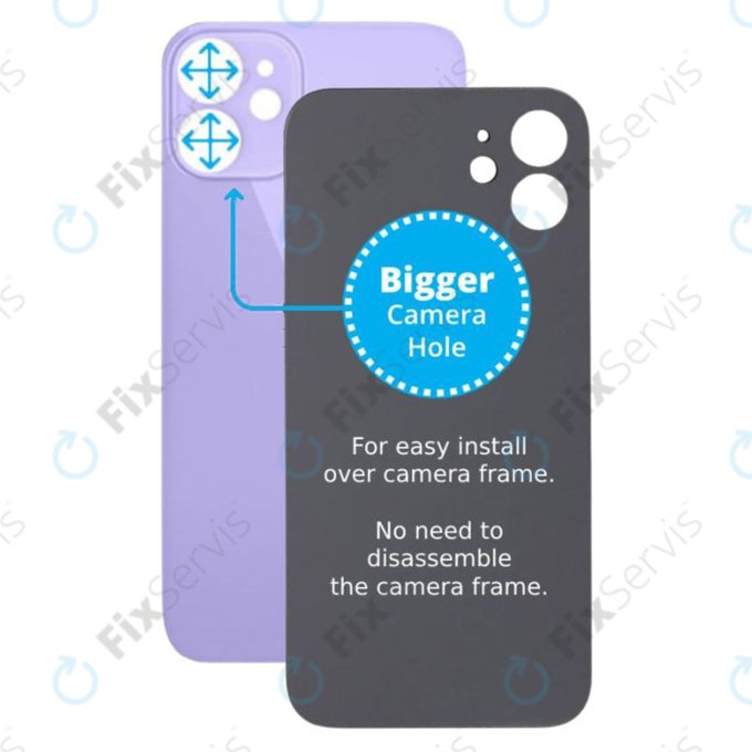Apple iPhone 12 Mini - Sklo Zadného Housingu so Zväčšeným Otvorom na Kameru (Purple)