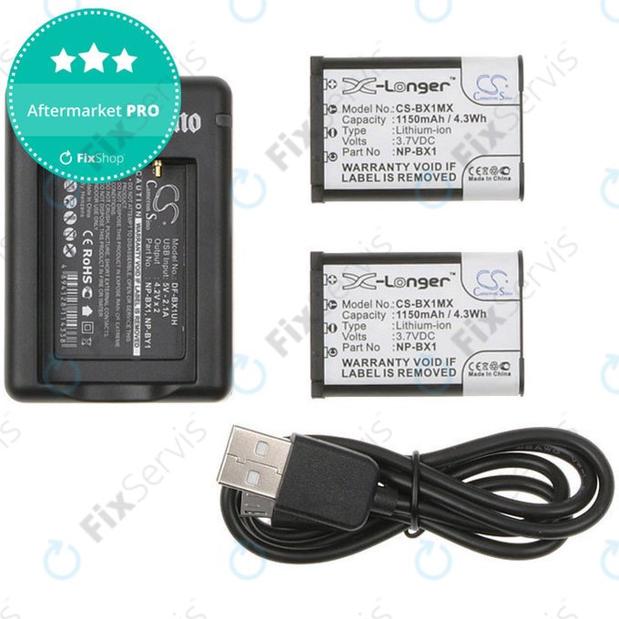 Batéria 2ks s nabíjačkou pre Sony Cyber-shot DSC-RX100, Cyber-shot DSC-WX300B, 1150mAh, Li-Ion, 7.4V, NP-BX1, HQ
