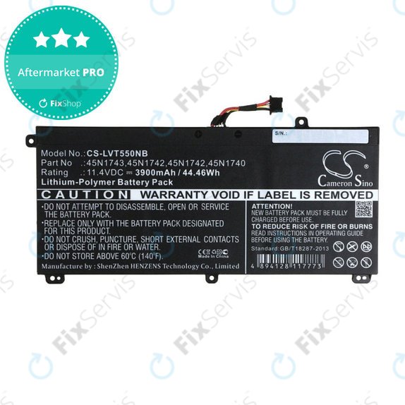 Batéria pre Lenovo ThinkPad T550, T560, W550, 3900mAh, Li-Pol, 11.4V, 45N1743, HQ