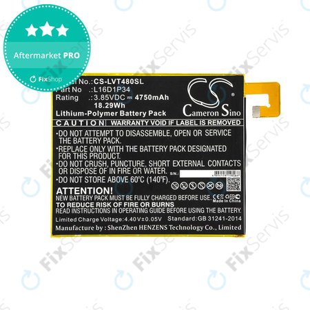 Batéria pre Lenovo Tab4 8, 4750mAh, Li-Pol, 3.85V, L16D1P34, HQ