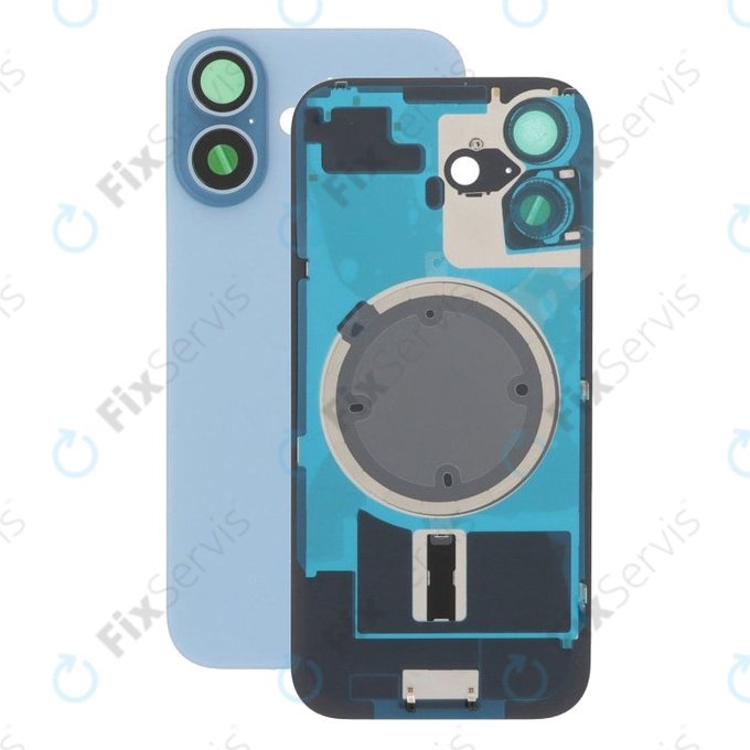 Apple iPhone 17 - Sklo Zadného Housingu + Sklíčko Kamery + Kovový Pliešok + Magsafe Magnet (Mist Blue)