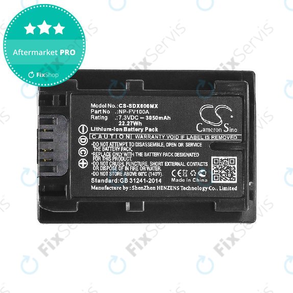 Batéria pre Sony Fdr-Ax33, Sony Fdr-Ax40, 3050mAh, Li-Ion, 7.3V, NP-FV100A, HQ