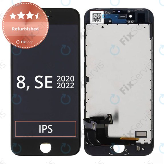 Displej pre iPhone 8, SE (2020), SE (2022), Black, Dotykové sklo s rámom, Refurbished