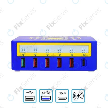 Mechanic iCharge 6 Pro - USB Servisná Nabíjacia Stanica s USB-C, USB 3.0 a Bezdrôtovým Nabíjaním