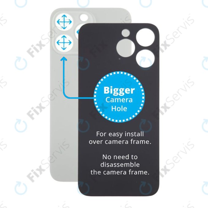 Apple iPhone 15 Pro - Sklo Zadného Housingu so Zväčšeným Otvorom na Kameru (Natural Titanium)