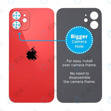 Apple iPhone 12 - Sklo Zadného Housingu so Zväčšeným Otvorom na Kameru (Red)