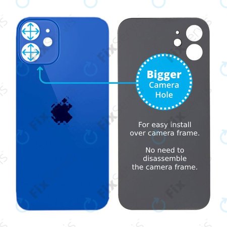 Apple iPhone 12 Mini - Sklo Zadného Housingu so Zväčšeným Otvorom na Kameru (Blue)