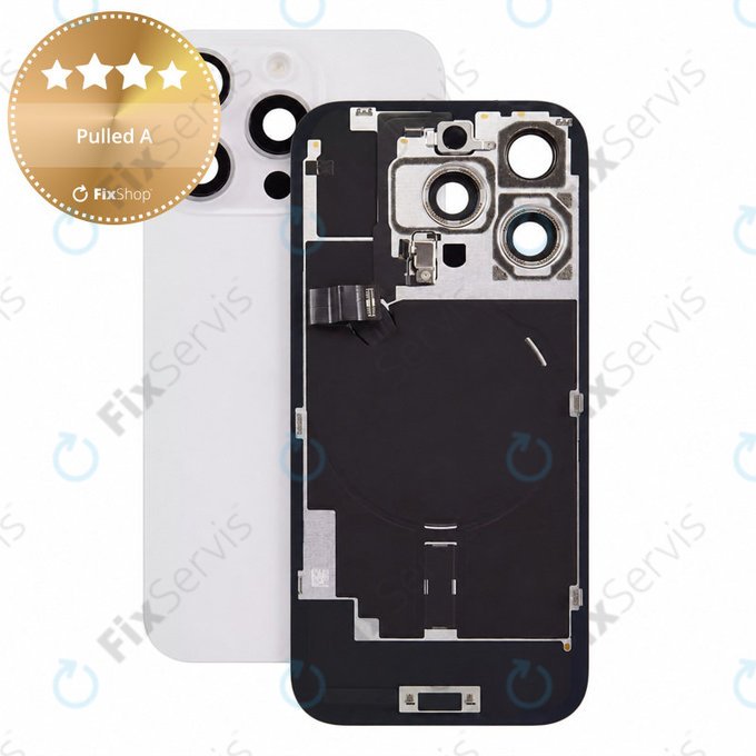 Sklo zadného housingu pre iPhone 16 Pro, White Titanium, Pulled A