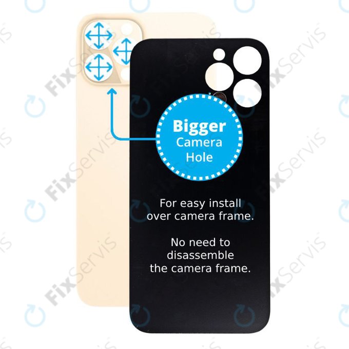 Apple iPhone 12 Pro - Sklo Zadného Housingu so Zväčšeným Otvorom na Kameru (Gold)