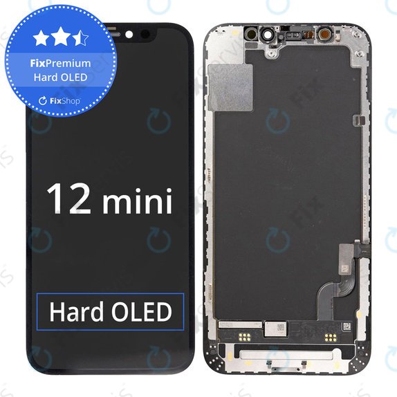 Displej Hard OLED pre iPhone 12 Mini, Dotykové sklo s rámom, FixPremium