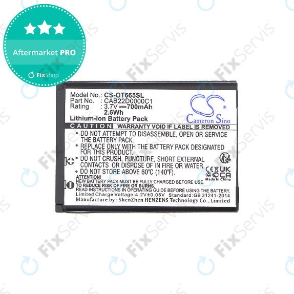 Batéria pre Alcatel One Touch 2010D, 700mAh, Li-Ion, 3.7V, CAB22D0000C1, HQ
