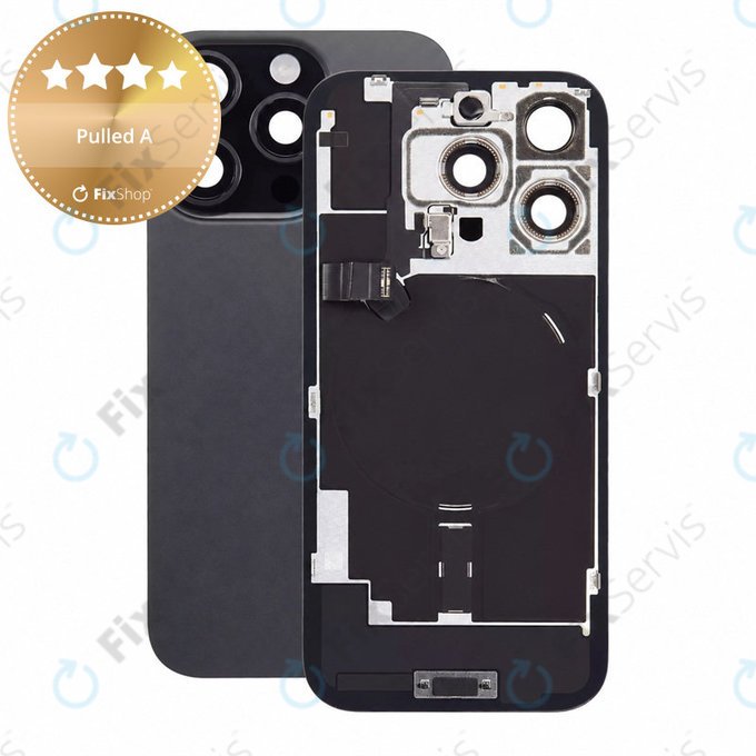 Sklo zadného housingu pre iPhone 16 Pro, Black Titanium, Pulled A