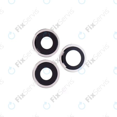 Apple iPhone 12 Pro Max - Sklíčko Zadnej Kamery s Rámom (Silver) - 3ks