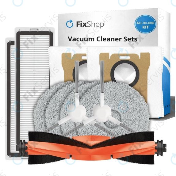 Sada náhradných dielov pre Xiaomi Robot Vacuum X10 (1x Hlavná kefa, 2x Filtre, 2x Bočné kefy, 2x Mopovacie utierky, 2x Prachové vrecká)