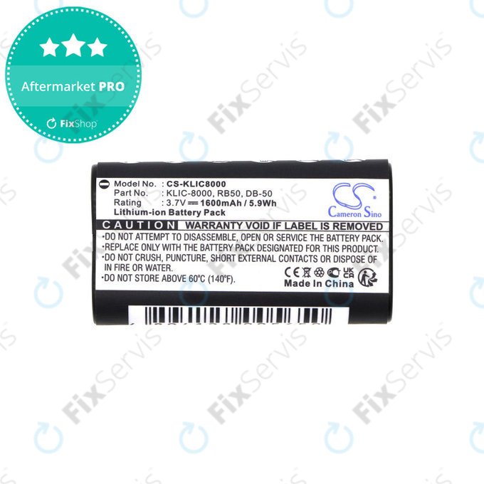 Batéria pre Jay-Tech Jay-Cam I4800, Kodak Easyshare Z1012, 1600mAh, Li-Ion, 3.7V, KLIC-8000, HQ