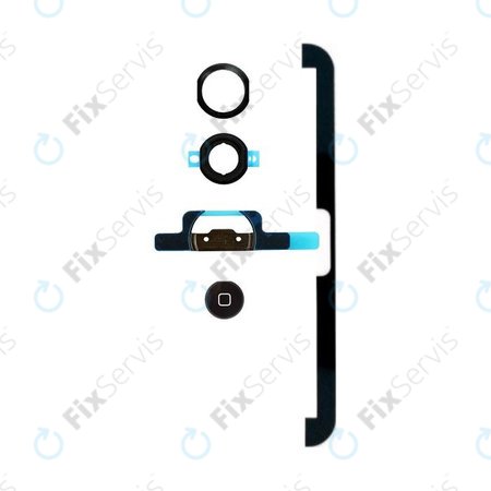Apple iPad Mini, Mini 2 - Tlačidlo Domov + Flex Kábel + Držiak + Plastový Krúžok + Tesnenie (Black)