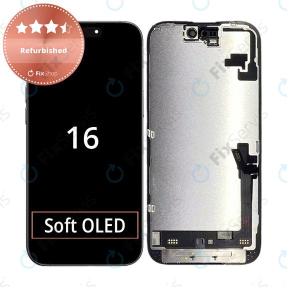 Displej pre iPhone 16, Dotykové sklo s rámom, Refurbished