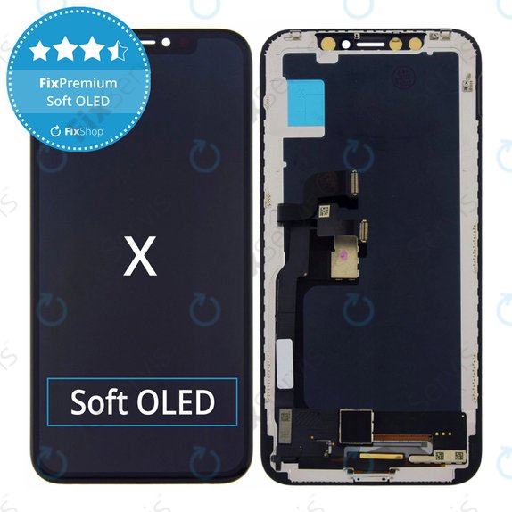 Displej Soft OLED pre iPhone X, Dotykové sklo s rámom, FixPremium
