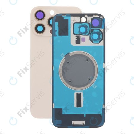 Apple iPhone 16 Pro Max - Sklo Zadného Housingu + Sklíčko Kamery + Kovový Pliešok + Magsafe Magnet (Desert Titanium)