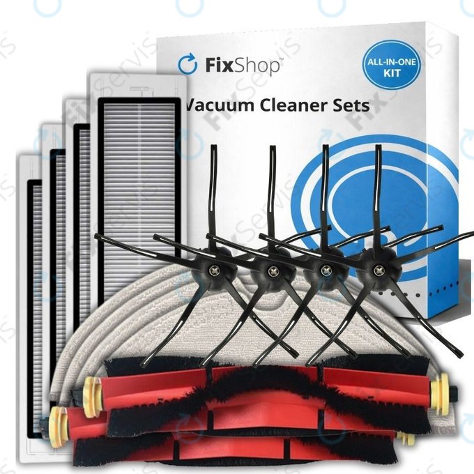 Sada náhradných dielov pre Xiaomi Roborock S5 Max, S6, S6 MaxV, S6 Pure, Xiaowa E3 (2x Hlavná kefa, 4x Filter, 4x Bočná kefa - čierna, 4x Mopovacia utierka)