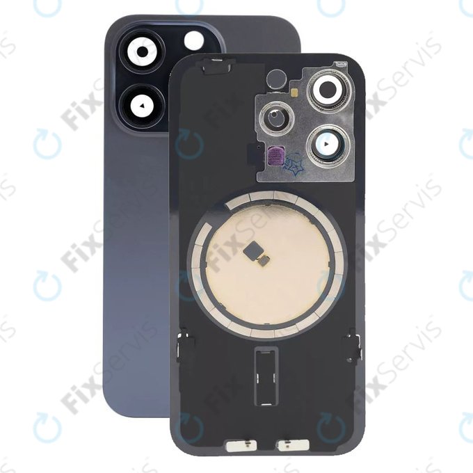 Apple iPhone 15 Pro - Sklo Zadného Housingu + Sklíčko Kamery + Kovový Pliešok + Magsafe Magnet (Blue Titanium)