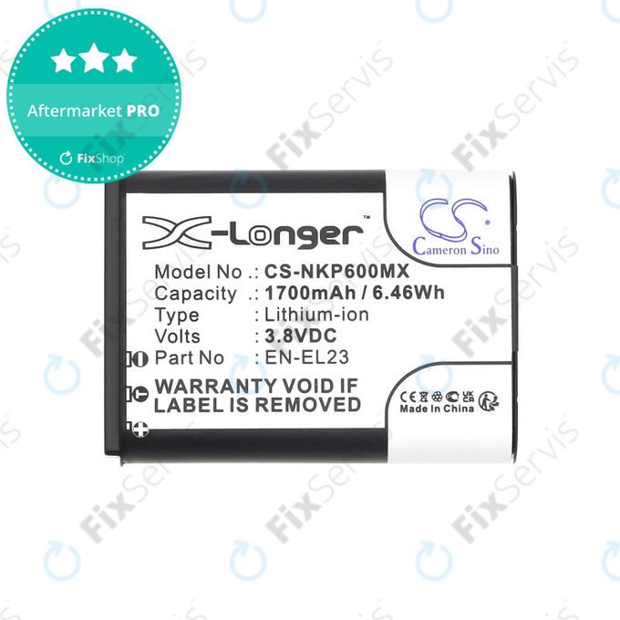 Batéria pre Nikon Coolpix, 1700mAh, Li-Ion, 3.8V, EN-EL23, HQ