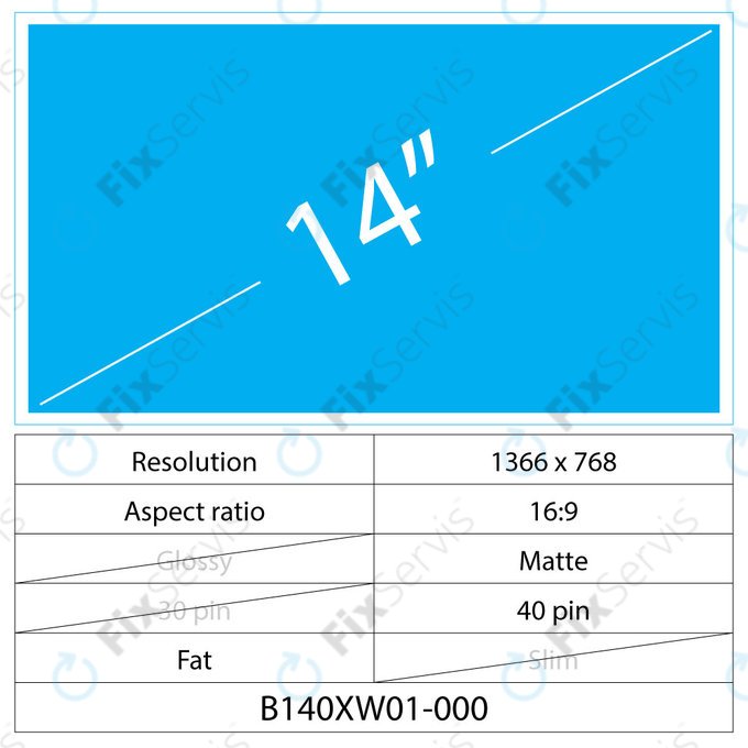 14 LCD Fat Matný LED 40 pin (Ľavý Konektor)
