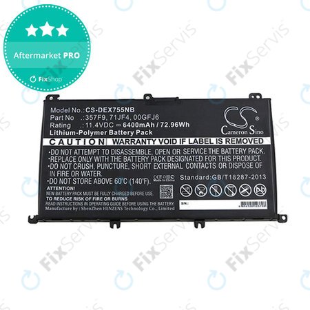 Batéria pre Dell Inspirion 15, 6400mAh, Li-Pol, 11.4V, 357F9, HQ