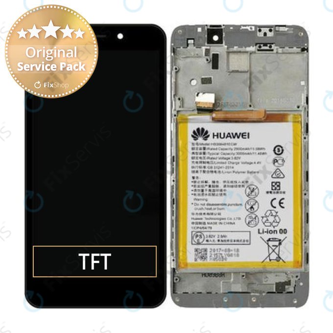 Huawei Honor 5c, Honor 7 Lite Dual - LCD Displej + Dotykové Sklo + Rám + Batéria (Grey) - 02350TSP