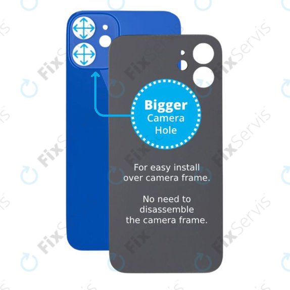 Apple iPhone 12 Mini - Sklo Zadného Housingu so Zväčšeným Otvorom na Kameru (Blue)