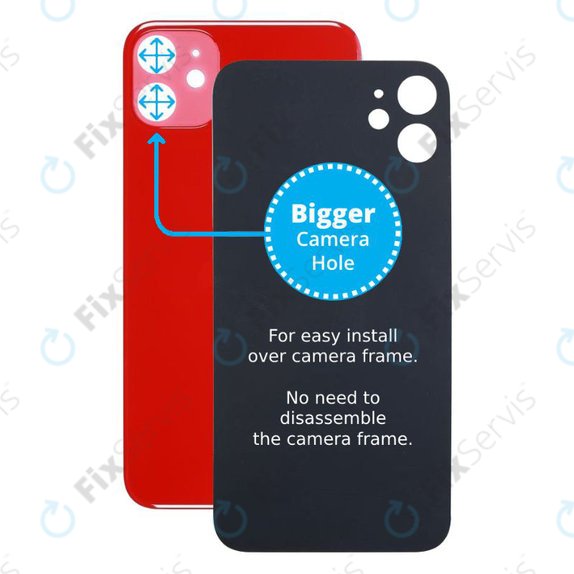 Apple iPhone 11 - Sklo Zadného Housingu so Zväčšeným Otvorom na Kameru (Red)
