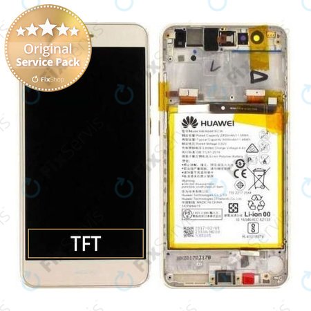 Huawei P10 Lite - LCD Displej + Dotykové Sklo + Rám + Batéria (Platinum Gold) - 02351FSN Genuine Service Pack