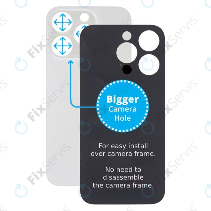 Apple iPhone 14 Pro - Sklo Zadného Housingu so Zväčšeným Otvorom na Kameru (Silver)